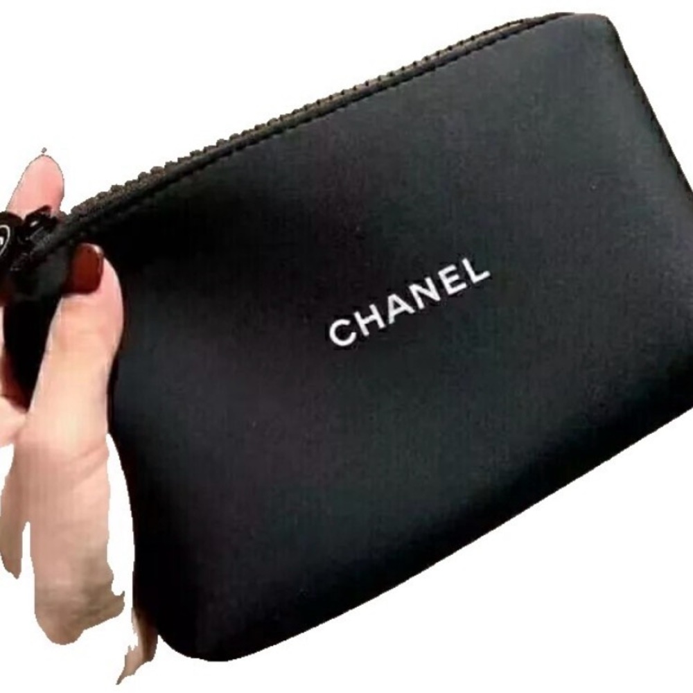 Designer Inspired Black Zipper Pouch - Accessory Case